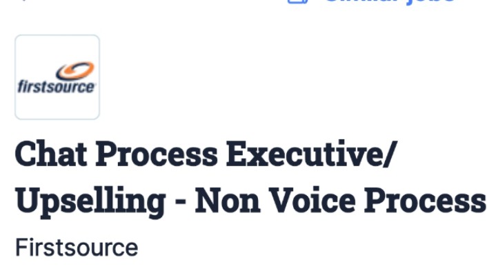 Chat Process Executive/Upselling - Non Voice Process Jobs in Firstsource