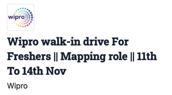 Walk-in interviews for freshers in Wipro Hyderabad 2025