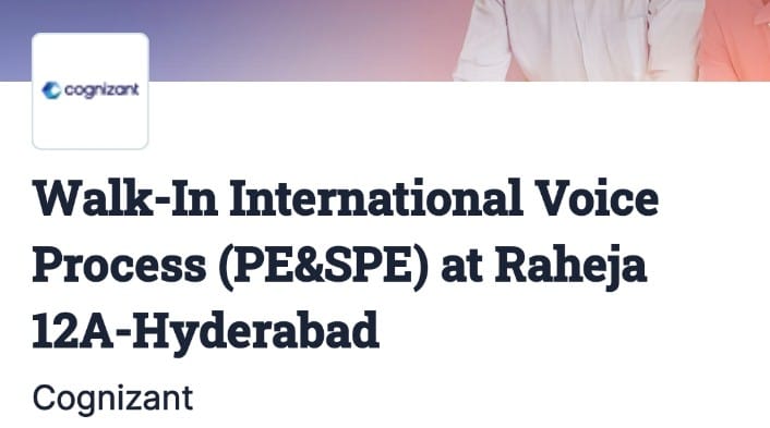 Cognizant Walk-in interview in Hyderabad for Freshers 2025