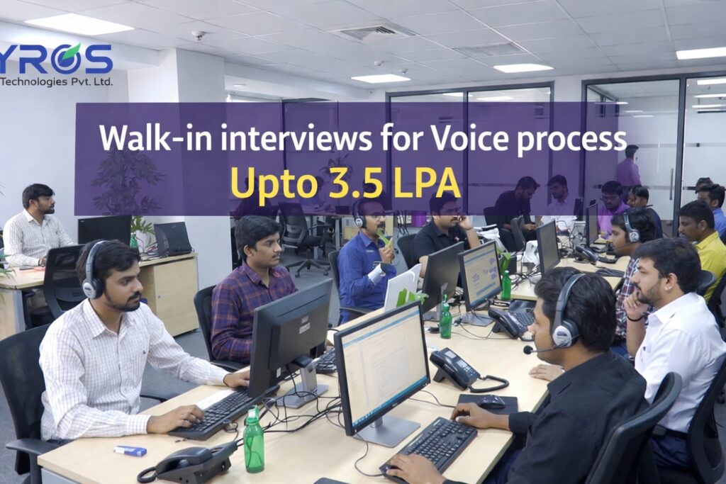Walk-in interviews for Voice Process at Lyros tech Hyderabad 2026