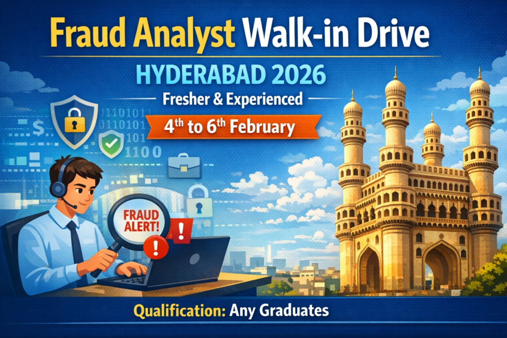 Fraud Analyst Walk-in Drive Hyderabad 2026 – Fresher & Experienced | 4th to 6th February