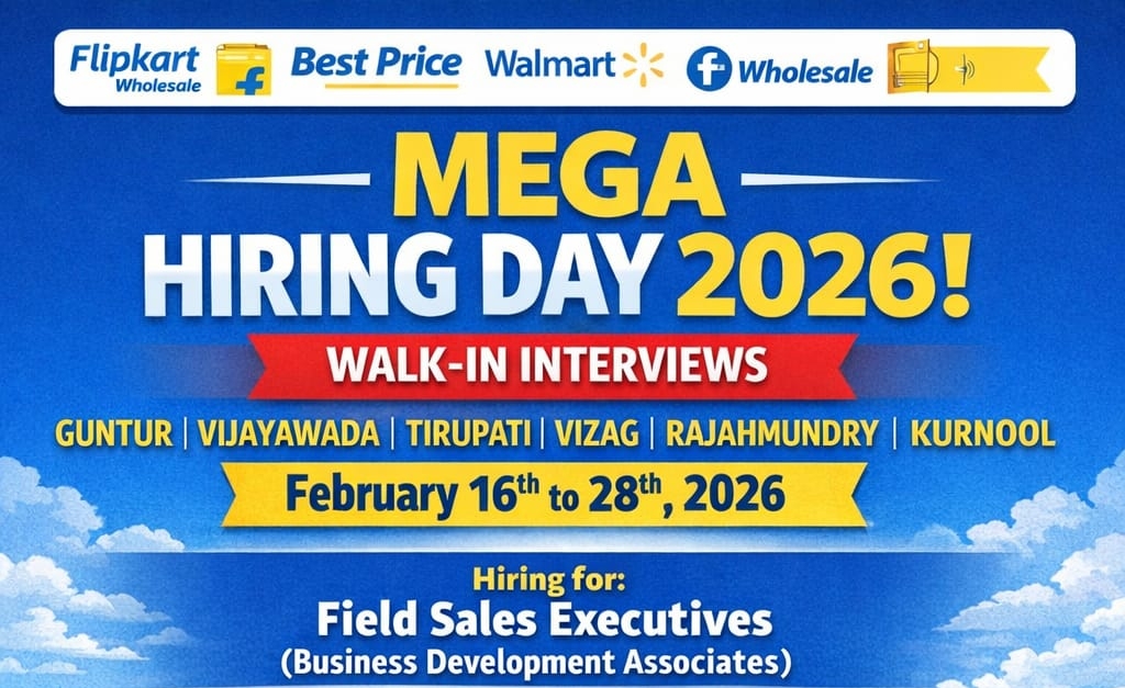 Flipkart Mega Hiring Day 2026 Walk-in Interviews in Andhra Pradesh – ₹30,000+ Salary