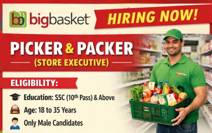 BigBasket Picker Packer Job Hyderabad 2026 | ₹15,000-₹20,000 + Bonus | Medchal Urgent Hiring