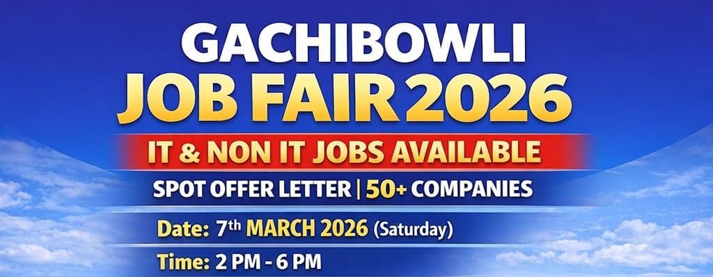 Gachibowli Mega Job Fair 2026 Hyderabad | 50+ Companies Hiring | IT & Non-IT Jobs | Spot Offer Letters
