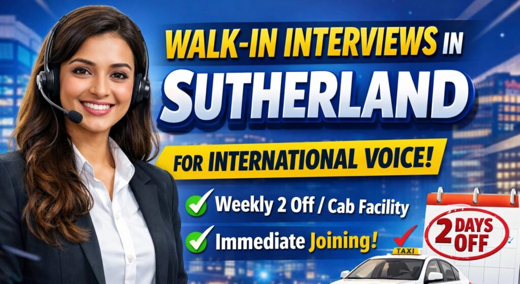 Sutherland Walk-in Interview 2026 – International Voice Jobs | Salary 35K–50K | Immediate Joining