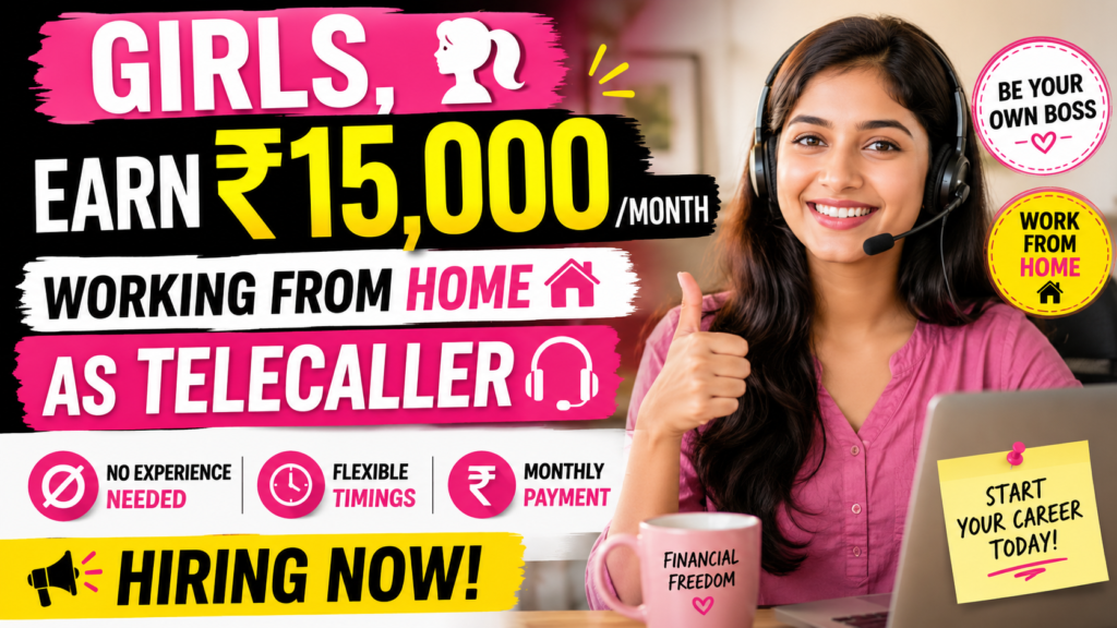 Girls, Earn ₹15,000/Month Working From Home as Telecaller – No Experience Needed | Hiring Now!"
