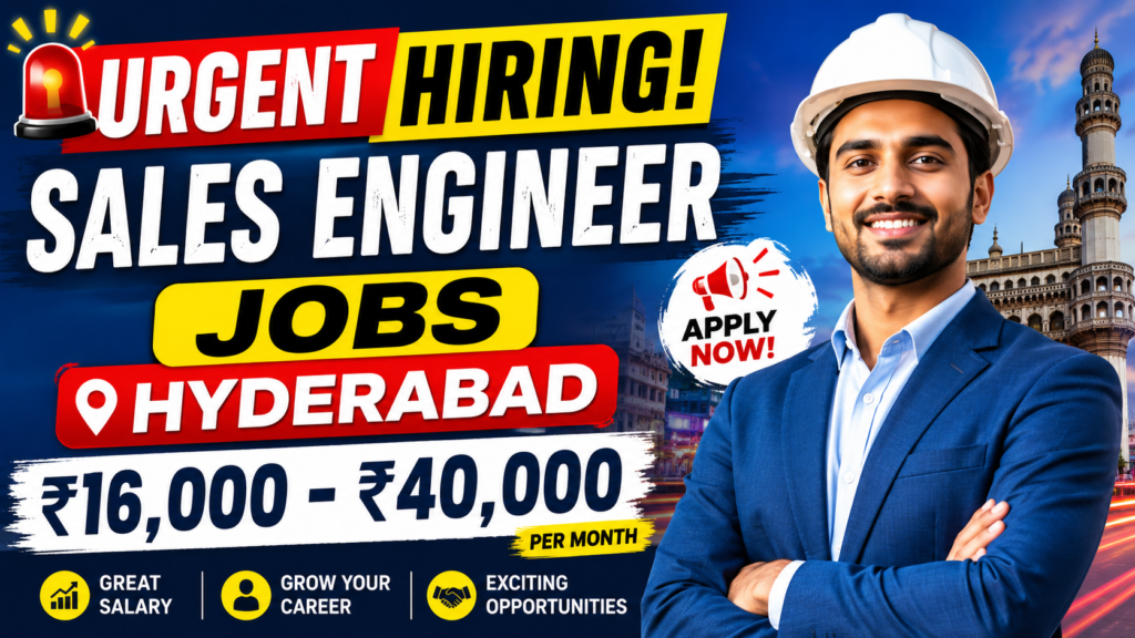 Urgent Sales Engineer Jobs in Hyderabad 2026 | ₹16,000 - ₹40,000 | Freshers & Experienced