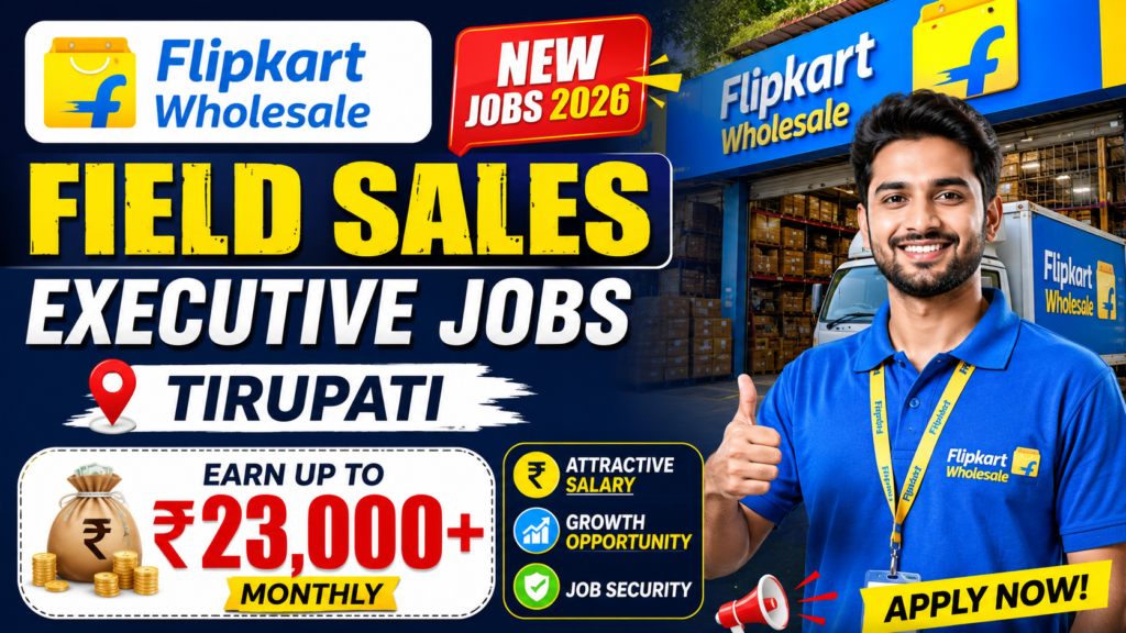 Flipkart Wholesale Field Sales Executive Jobs in Tirupati 2026 | Earn Up to ₹23,000+ Monthly