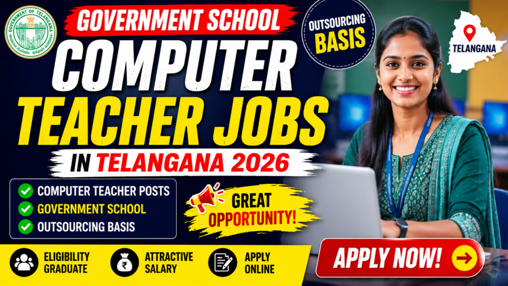 Government School Computer Teacher Jobs in Telangana 2026 | Outsourcing Basis | Apply Now