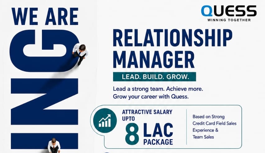 Quess Relationship Manager Jobs 2026 | Credit Card Sales Hiring | Salary Up to ₹8 LPA | Apply Now
