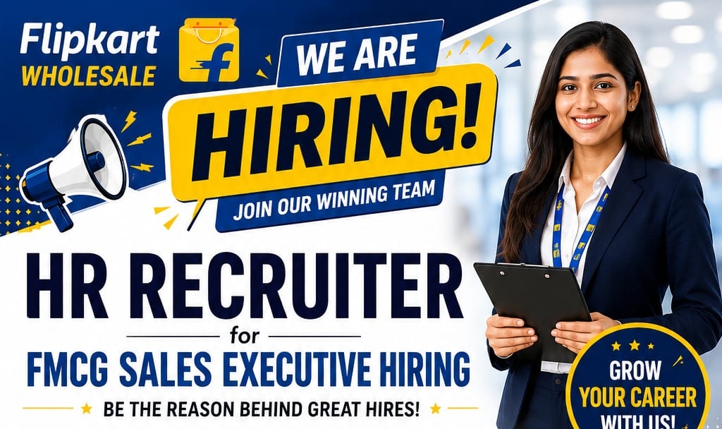 Flipkart Wholesale Hiring HR Recruiter for FMCG Sales | Up to 4 LPA | Apply Now