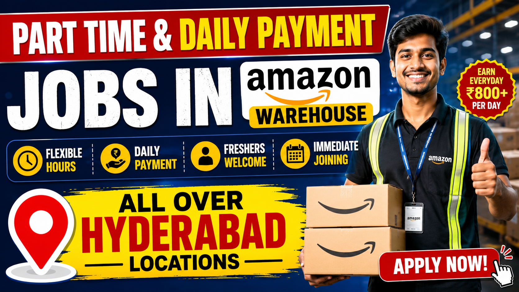 Amazon Warehouse Jobs 2026 | Part Time & Daily Payment Jobs | Hyderabad All Locations | #gdpjobs